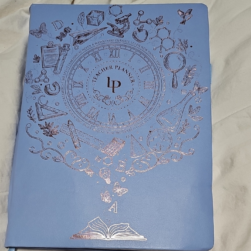 Blue Teacher Planner with Silver Accents